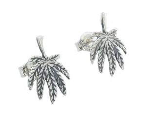 Napichovacie náušnice MARIHUANA LEAF 3 SILVER MARIHUANA